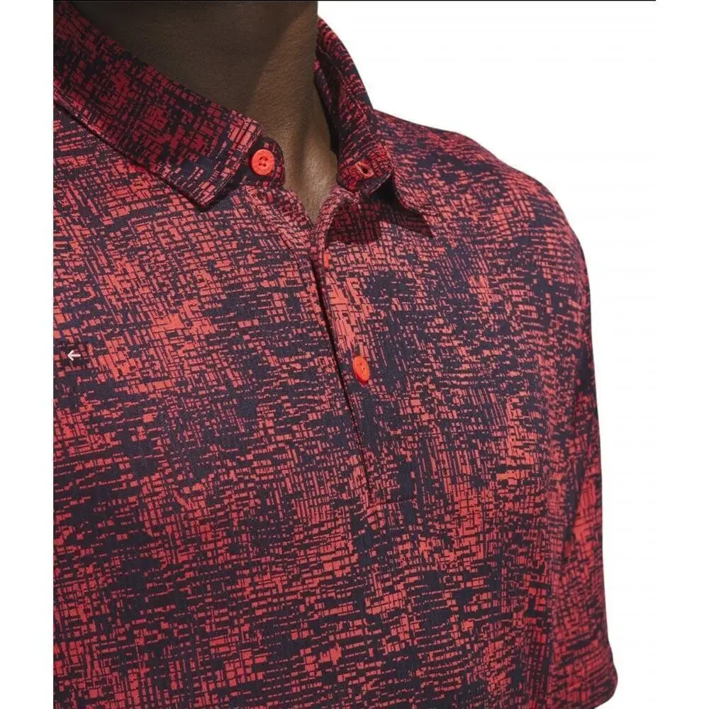 Adidas Golf Polo Aerial Jacquard Red Black Medium NWT